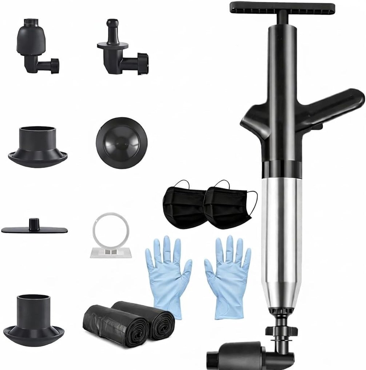 Toiletontstopper set - Hygienisch en effectief - Inclusief zuignap en pomp