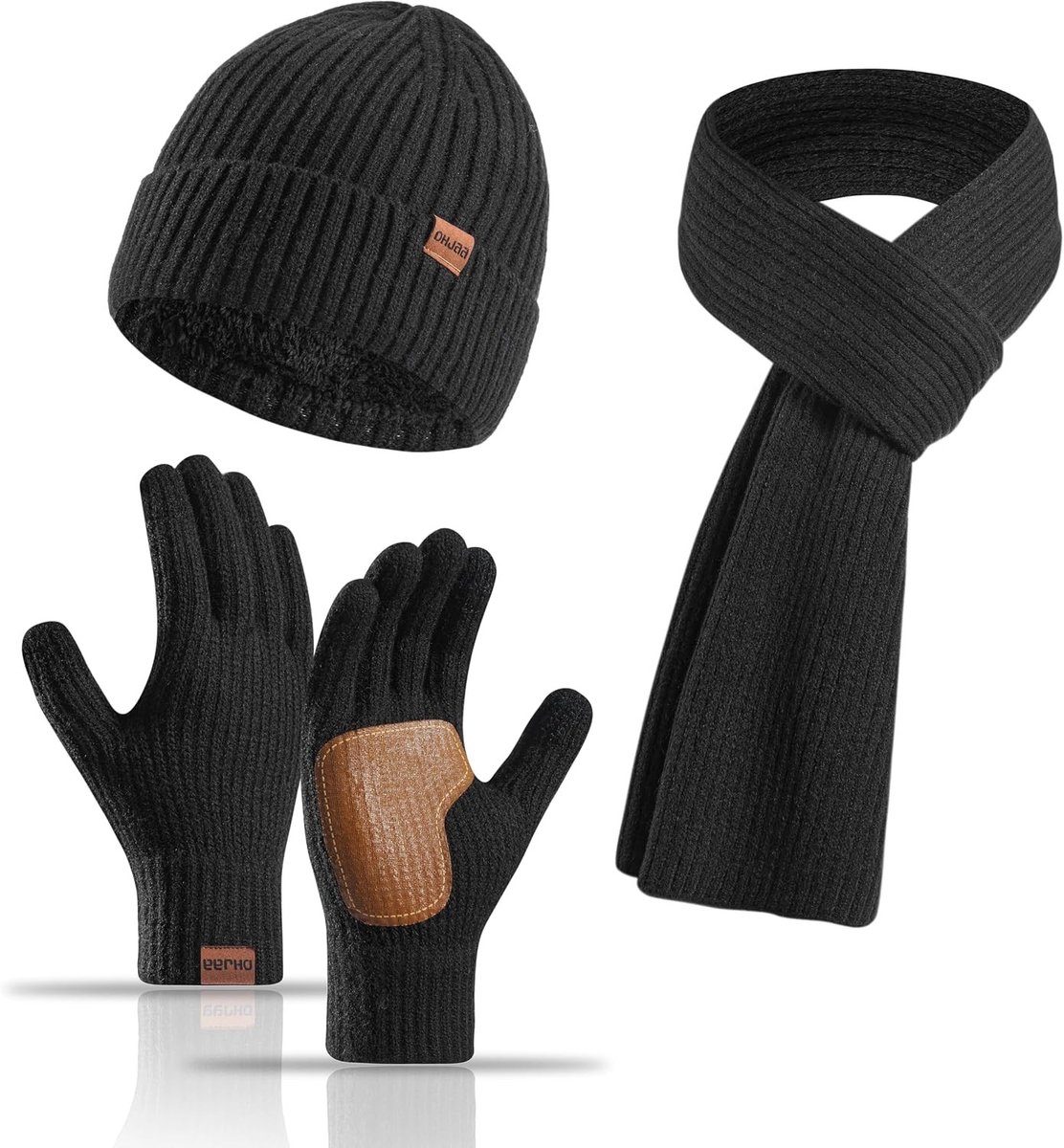 Dames Set van 3 Stuks: Wintermuts, Lange Sjaal en Touchscreen Handschoenen voor Buitenactiviteiten, Skiën en Warmte