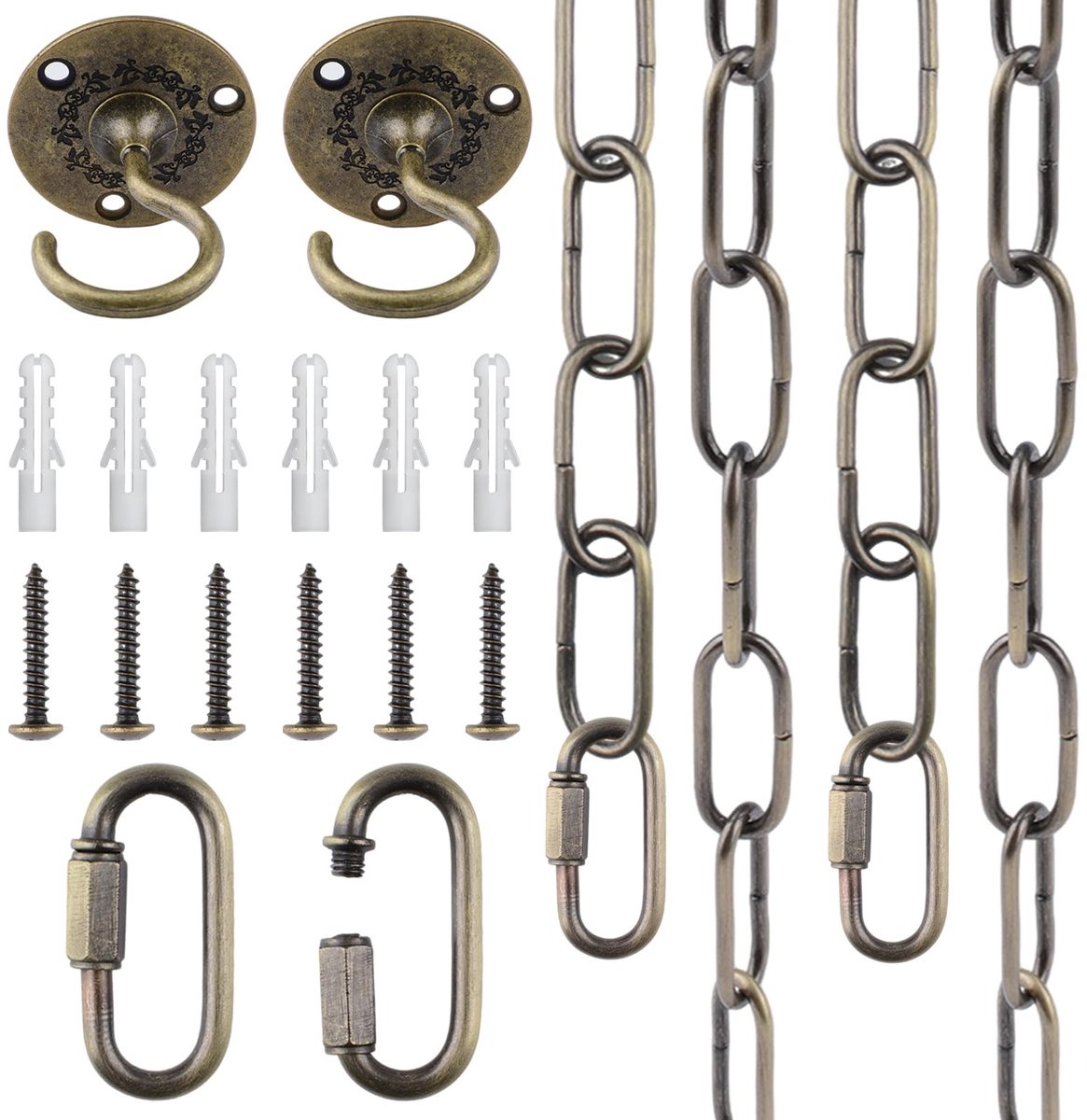 Lichtarmatuur ketting set - Vintage bronzen haak en ophangset