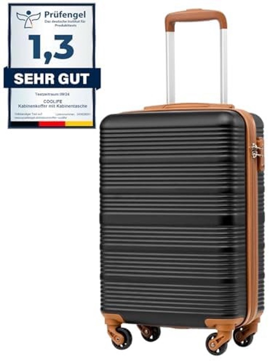 Trolley Reis Koffer - Lichtgewicht met Slot - Zwart Bruin