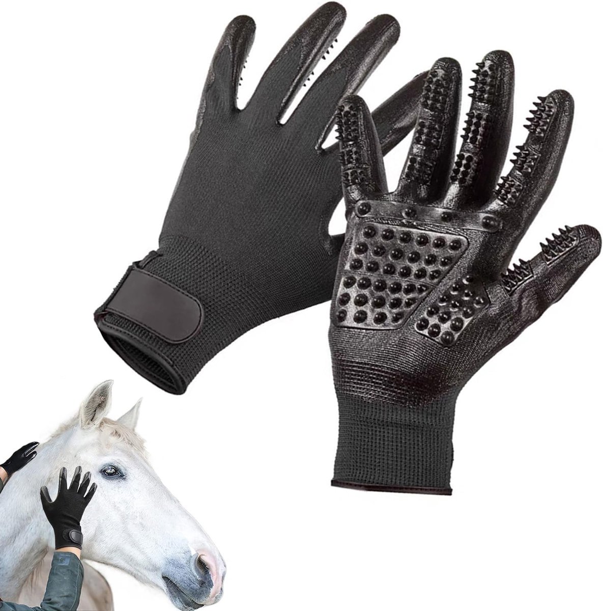Multifunctionele Paardverzorgingshandschoenen, Rubber Massageborstel en Verwijderhandschoen voor Dieren, Ademend en Comfortabel voor Honden en Katten