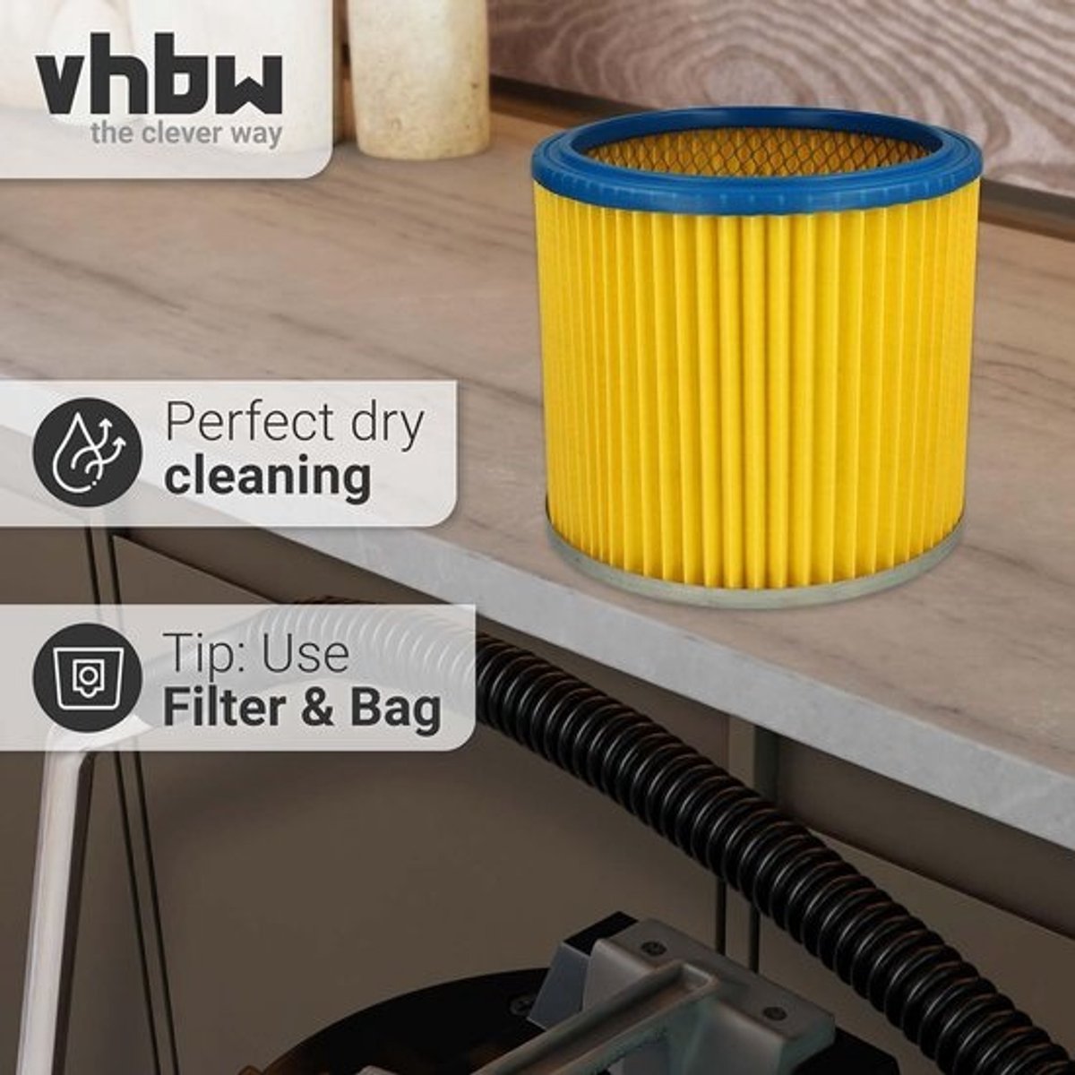 Vouwfilter Stofzuiger - Patroonfilter Cilinderfilter - Stofzuigen Huis - Optimale Zuigprestaties - 2 stuks - Blauw Geel