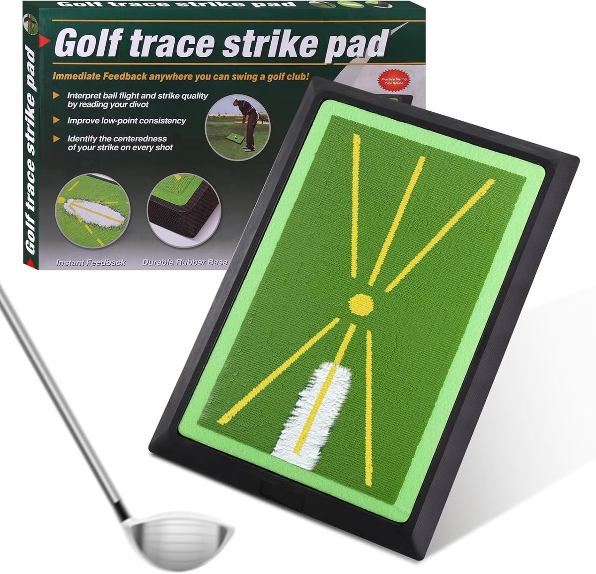 Golf swing trainingsmat voor directe feedback op slagen, ideaal voor binnen en buiten, verbetert precisie, balcontact en consistentie