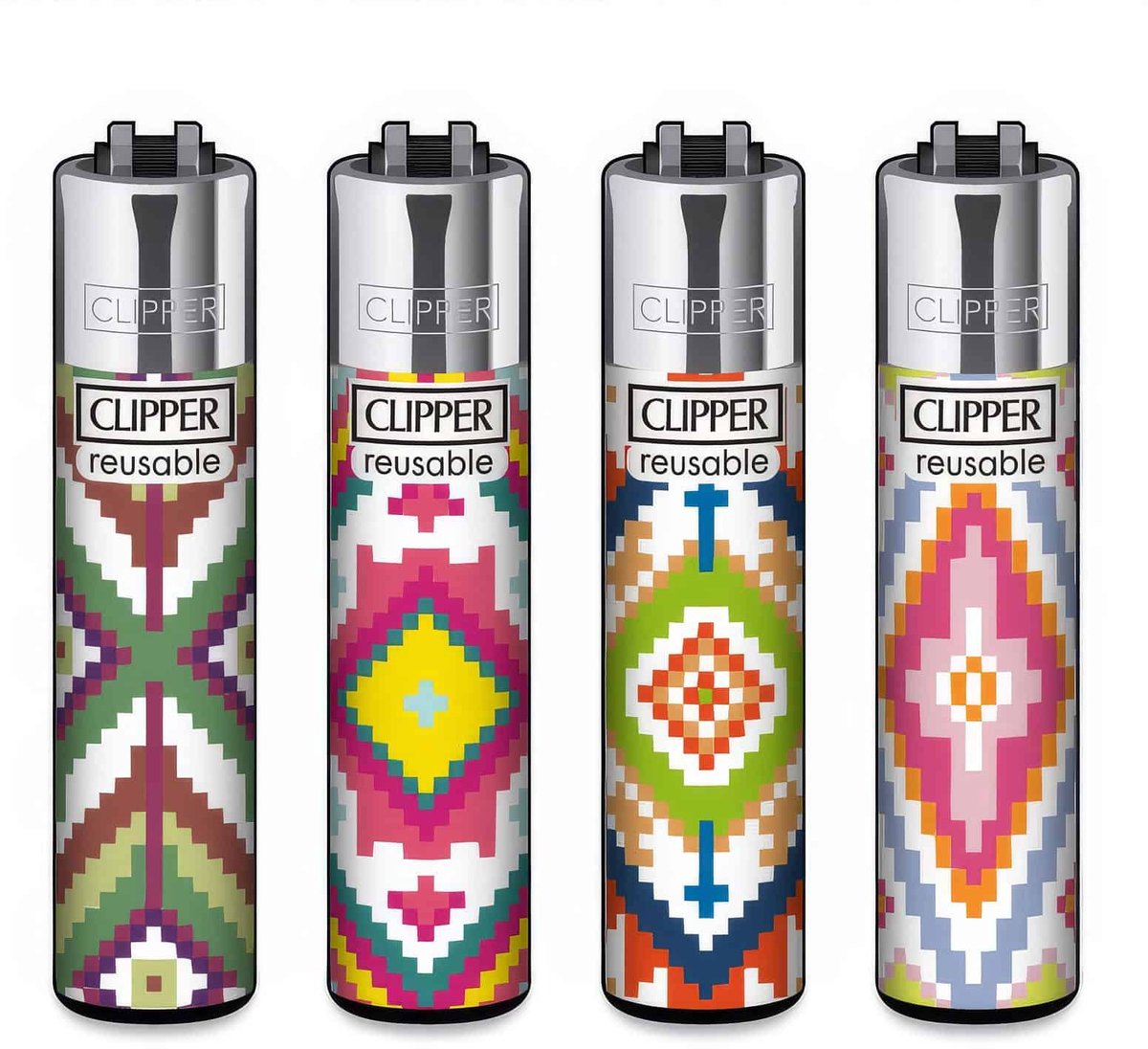 Clipper Classic Large Aanstekers "Patchwork" (4 Stuks)