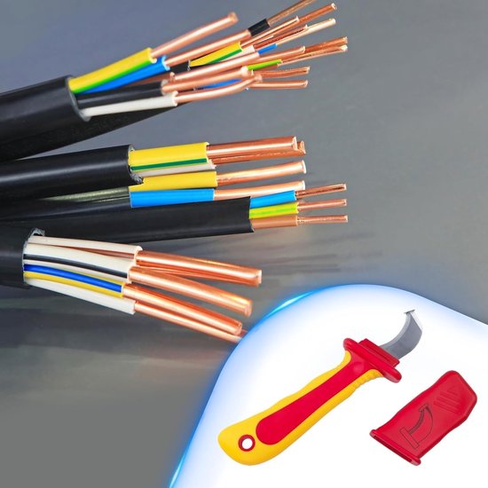Geïsoleerd kabelstripmes 1000 V, antislip handgreep, ideaal voor elektriciens en kabels verwijderen, professioneel gereedschap voor veilig gebruik — afbeelding 4