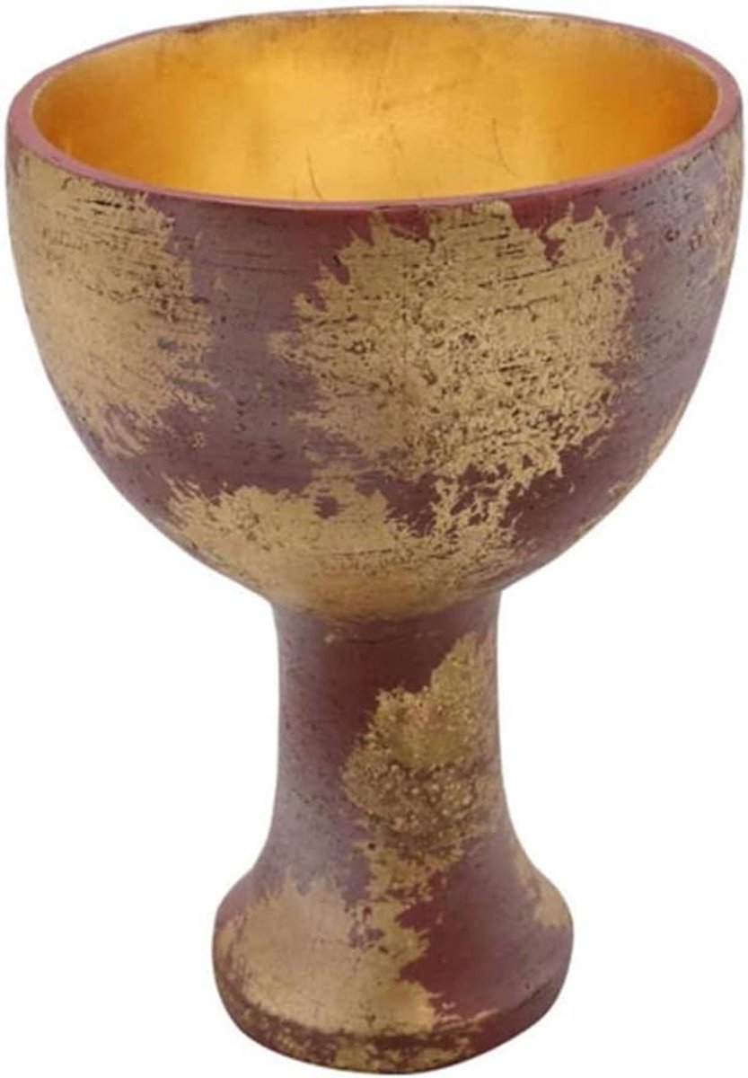 Heilige Graal Beker - Hars Ambacht Prop - Rollenspel Verzameling - Metalen Textuur - 14 cm - Goud