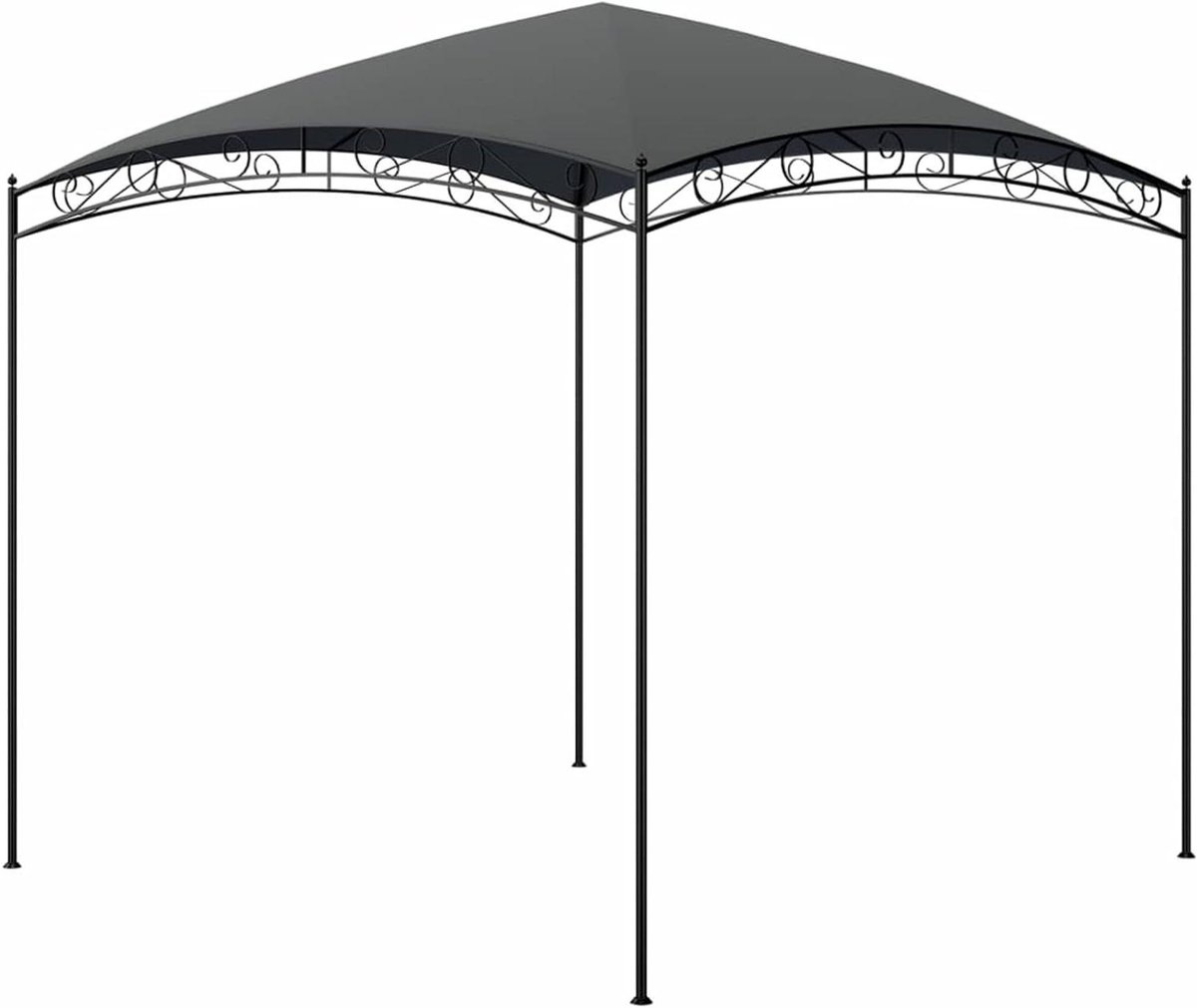 Paviljoen Gazebo - Tuinpaviljoen Partytent - Buitenfeesten Organiseren - Waterafstotend Dak - 3 x 3 x 2.65 m - Antraciet