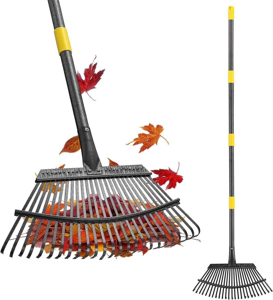 Bladhark Heavy Duty - Tuingereedschap Bladverzamelaar - Tuin Opruimen - Anti-roest Staal - 485 cm Kop - Grijs