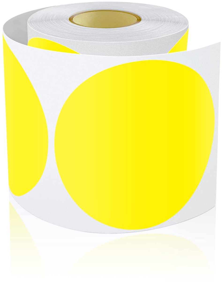 SnelShoppen - 200 Stuks Ronde Stickers 12,7 cm - Zelfklevende Plakpunten - Weerbestendige Cirkelstickers - Geel voor Kleurcodering, Etiketteren, Feest