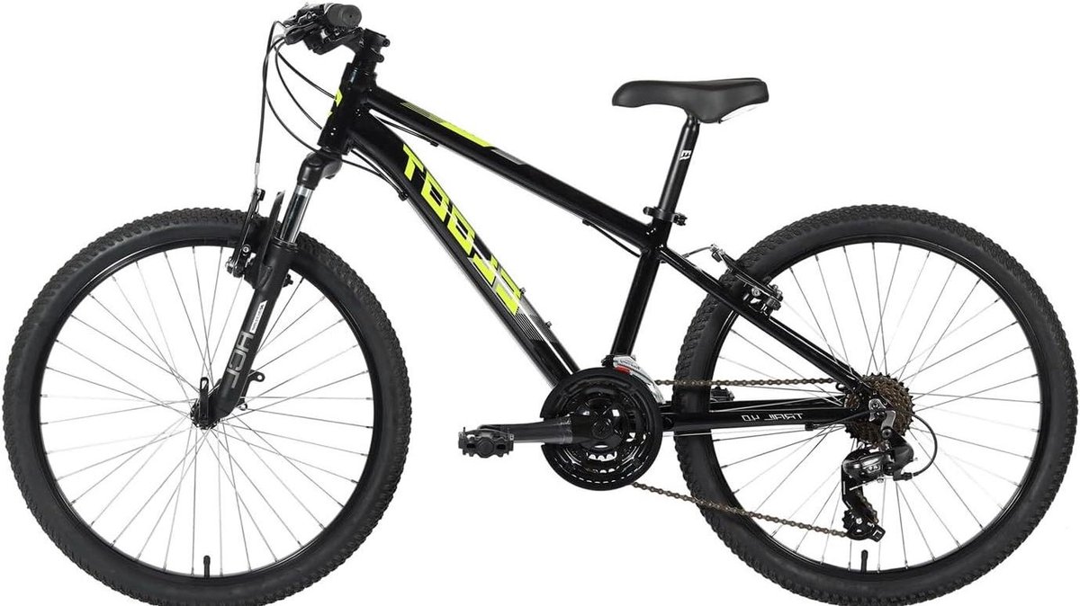 Kinderfiets - Mountainbike Kinder - Avontuurlijke Tochten - Verende Voorvork - 24 inch - Zwart