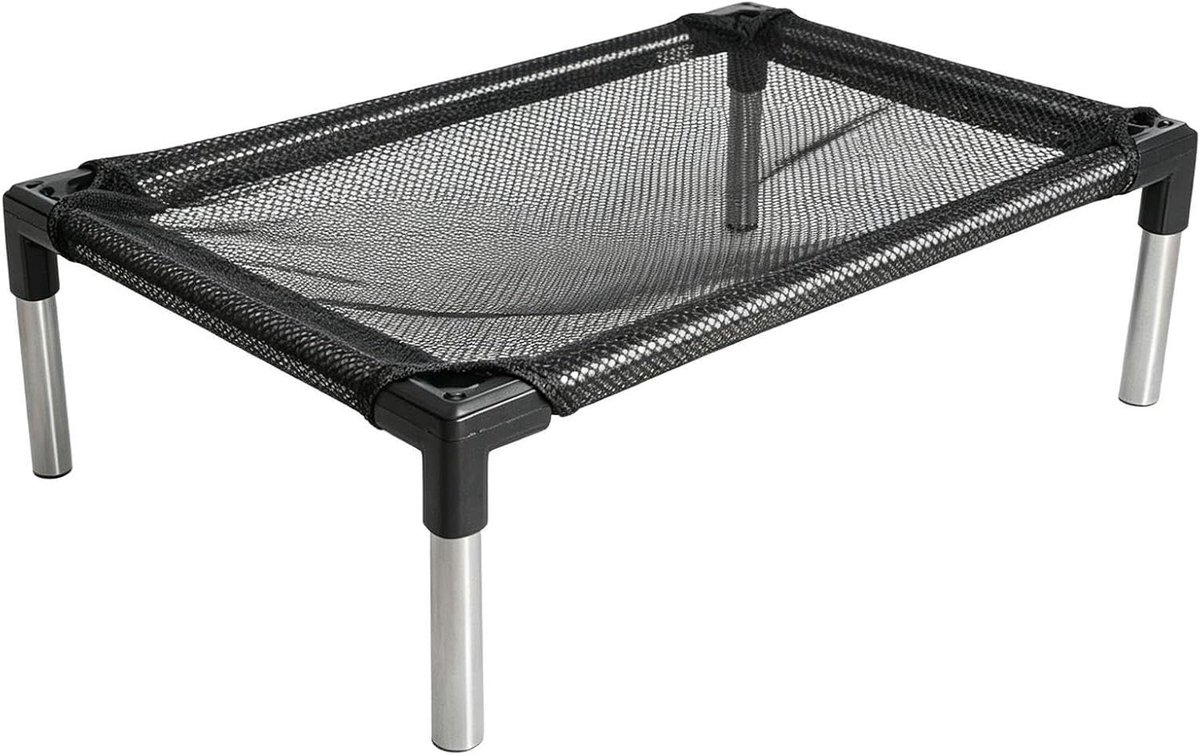 Verhoogd Hondenbed - Huisdierledikant Ademend - Zomers Koel Slapen - Ademend Mesh Gaas - 60x50x12cm - Grijs