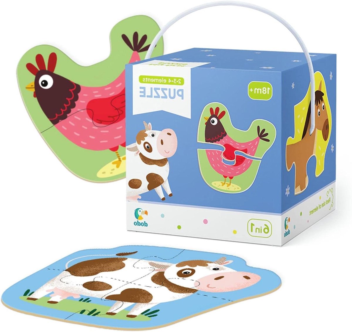 Educatieve Puzzel - Kinderpuzzel Dieren - Ontwikkeling Vaardigheden - Oplopende Moeilijkheidsgraad - 15 x 14.5 cm - Diverse