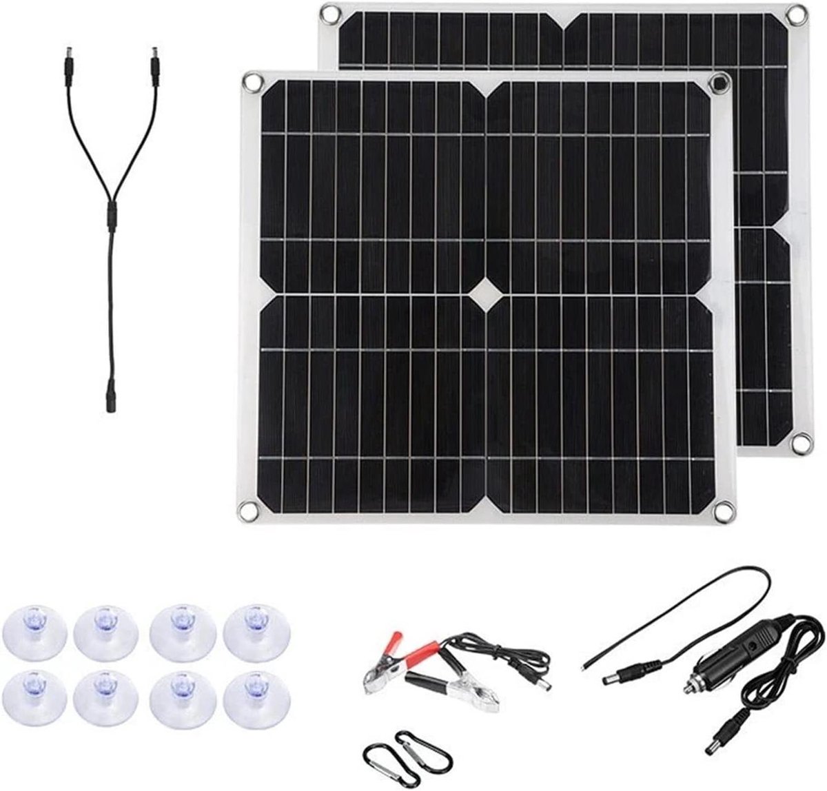 Draagbare Zonnepanelen - Opvouwbaar Oplaadpaneel - Energie Opwekken Buiten - Monokristallijne Zonnecellen - 50W 18V - Zwart