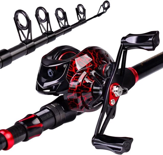 SnelShoppen - Hengel en Haspel Combo 7ft Telescopische Spincast Hengel met Linkshandige Baitcasting Reel, Zee en Zoetwater Visgerei Set voor IJs, Baar van Snelshoppen — afbeelding 5