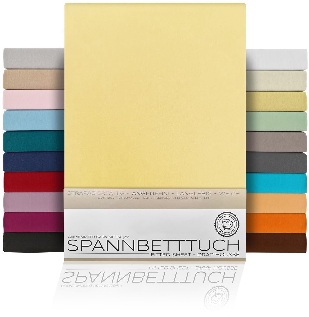 SnelShoppen - Beautex Hoeslaken Jersey Katoen Topper 90x200x15 cm Geel - Hoeslaken voor Topper, Katoenen Hoeslaken, Geel, Ademend en Comfortabel, Idea
