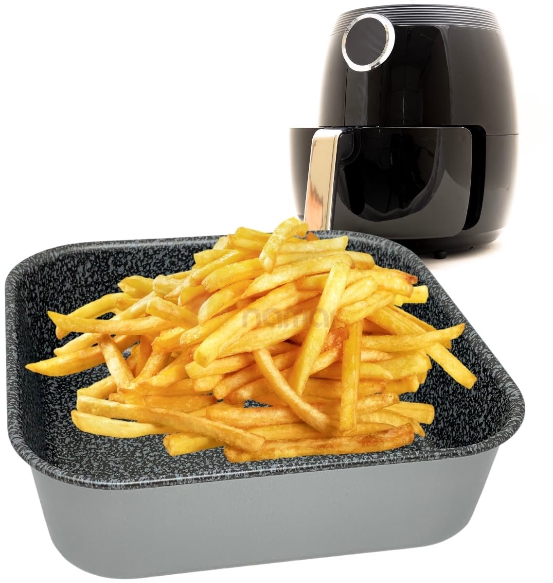 SnelShoppen - Bakplaat 20 x 20 cm voor Luchtfriteuse - Vaatwasmachinebestendig Aluminium Bakplaat voor Oven - Steen-look - Vierkante Bakplaat voor Keu