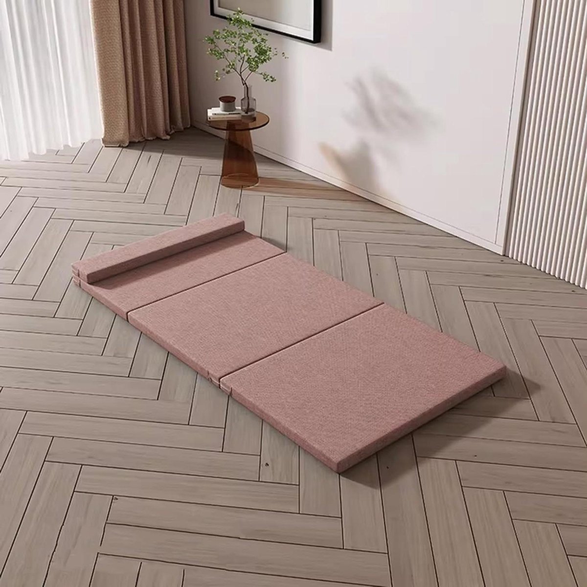 Opvouwbare Matras - Logeerbed Vloerbed - Comfortabel Slapen - Traagschuim Ondersteuning - Eenpersoonsmaat - Roze