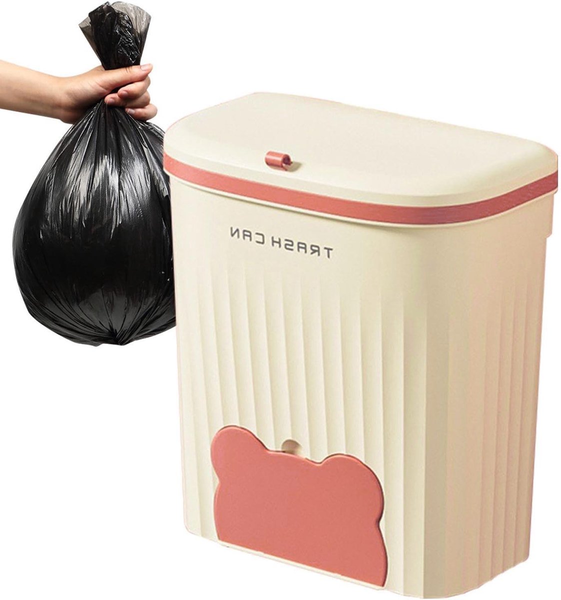 Ondergootsteen Prullenbak - Aanrecht Compostbak - Keuken Afval Beheer - Met Deksel - 28x16x26cm - Romig