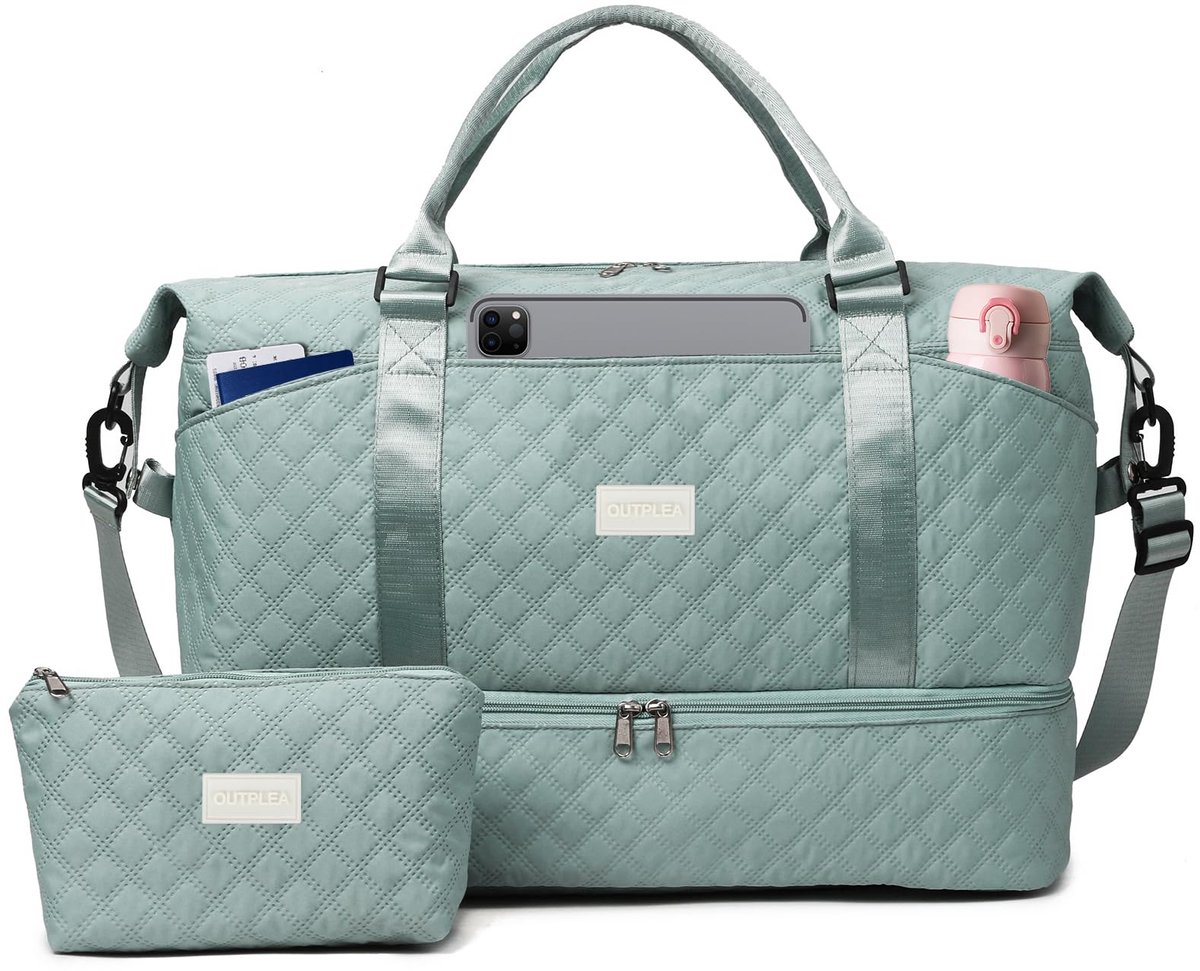 SnelShoppen - 50L Grote Reistas met Schoenenvak voor Vrouwen - Weekendtas met Natte Zak & Toilettas - Blauw - Ideaal voor Overnachtingen, Reizen en Zi