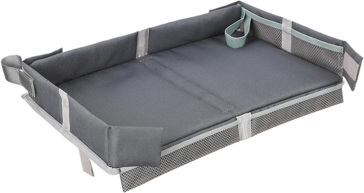 Vliegtuigtafel Bescherming - Reistafel Kinderen - Reizen met Kinderen - Opvouwbaar en Compact - 39 x 27 cm - Grijs