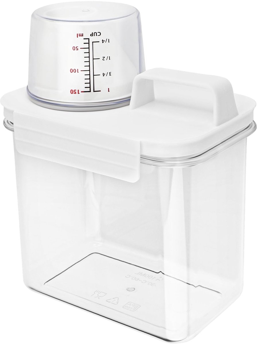 Dailygoods - Airtight Opslagdoos voor Wasmiddel met Meetbeker, 1100 ml
