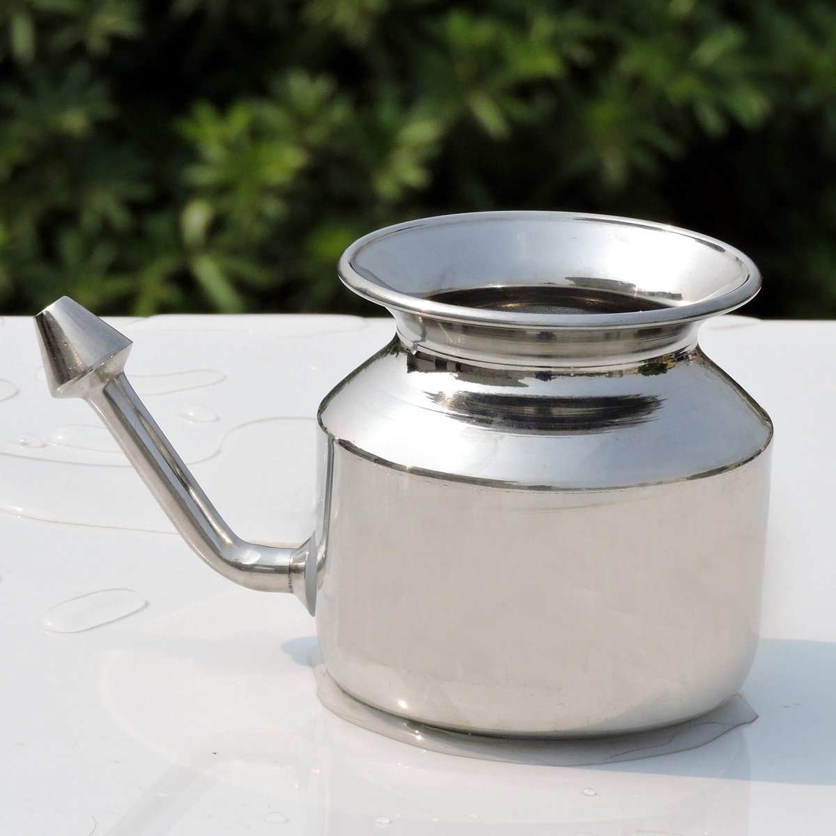 SnelShoppen - RVS Neti Pot voor Neusreiniging met 5 Sachets Neti Zout en Instructiebijsluiter - Ideaal voor Allergieën, Verkouden, Sinussen en Dagelij