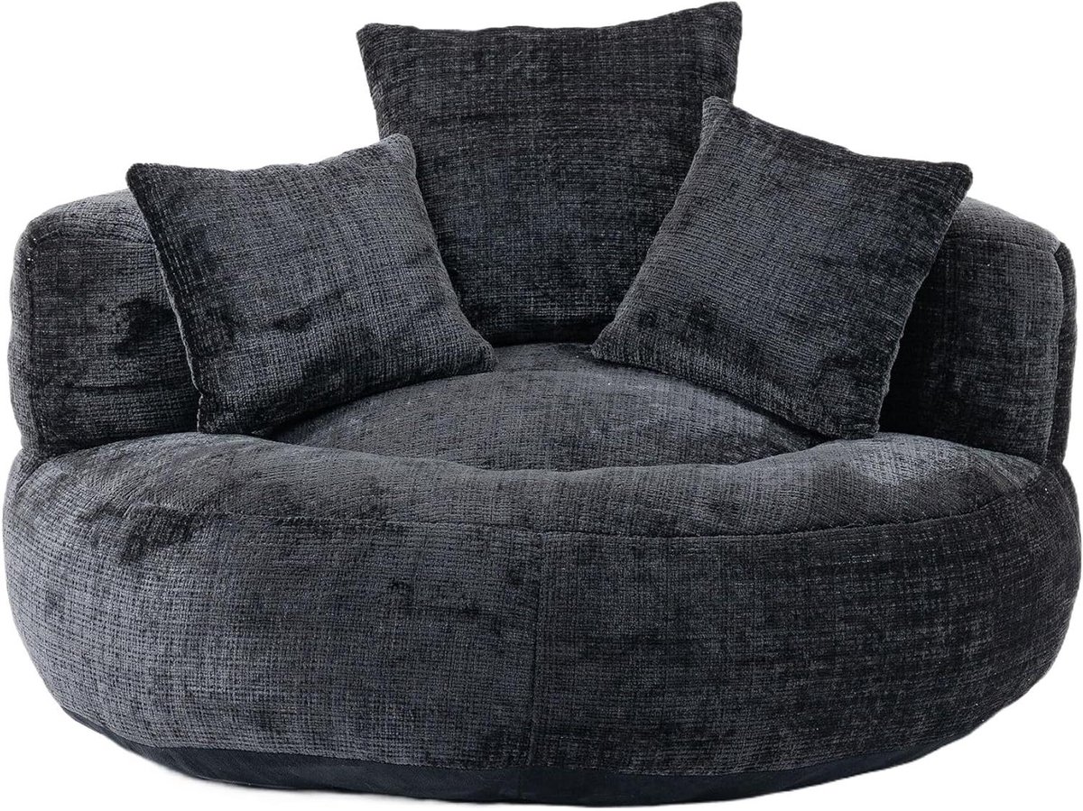 Zitzak Stoel - Fauteuil Zitzak - Ontspannen Zitten - Ergonomisch Comfort - 108 x 108 x 52 cm - Zwart