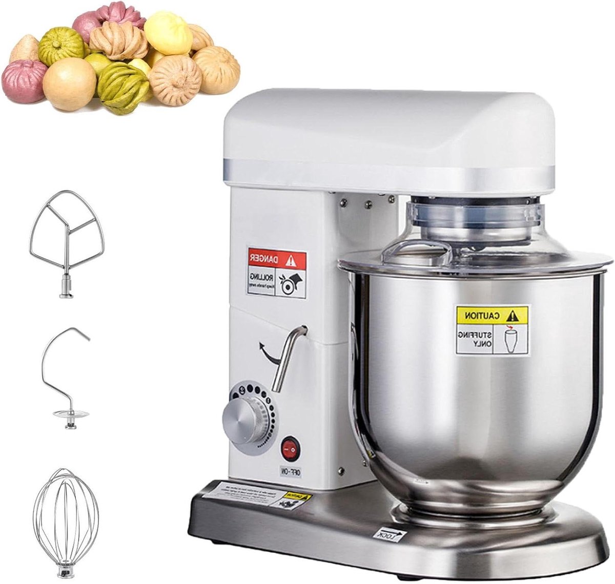 Keukenrobot - Standmixer Deegmixer - Bakken en Mixen - 3-in-1 Multifunctioneel - 7L Kom - Wit