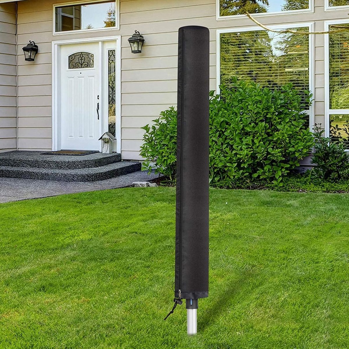 Waslijnhoes Roterend - Droogrek Cover - Buiten Beschermen - Zware 210D Stof - 168 cm Hoog - Zwart