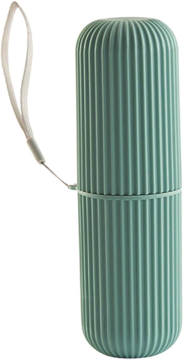 Reis Organizer - Tandenborstel Houder - Hygiënisch Opbergen - Met Ophangkoord - 5.5x5.5x19cm - Groen