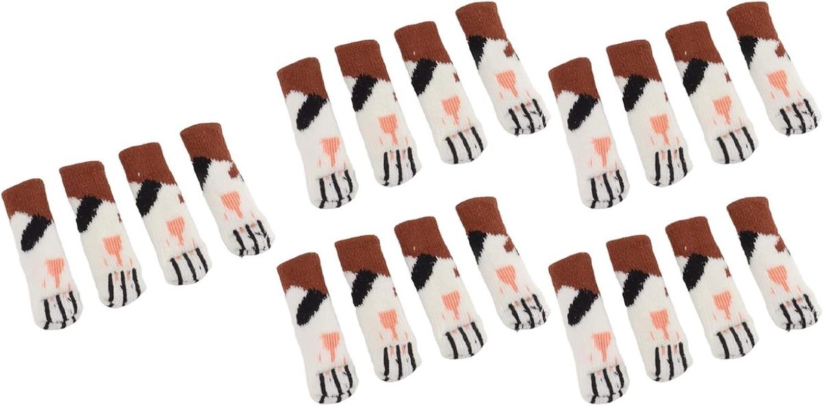Stoelpootsokken - Meubelbeschermers Vloerbeschermers - Meubels Beschermen - Kattenpatroon Ontwerp - 20 Stuks - Grijs
