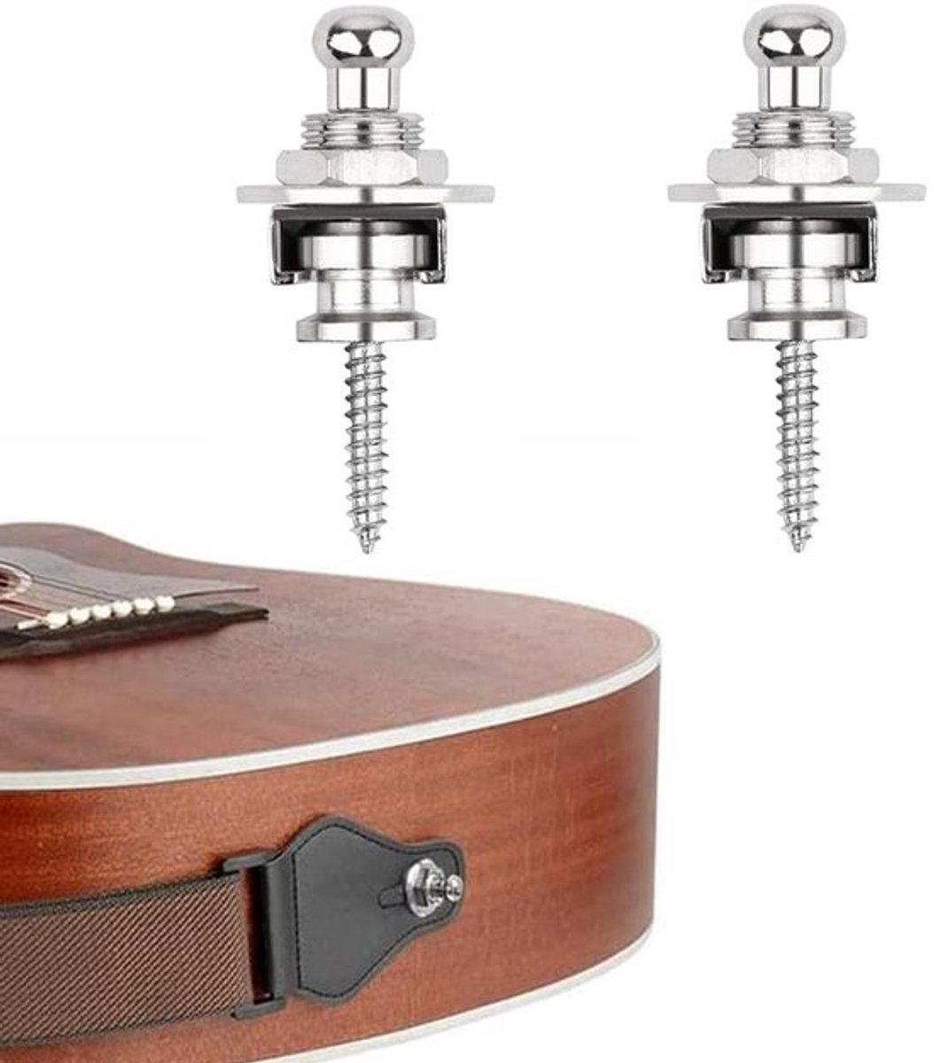 Gitaarbandvergrendeling - antislip-veiligheid - metalen knop - 2 stuks - voor gitaarriem - voor veiligheid