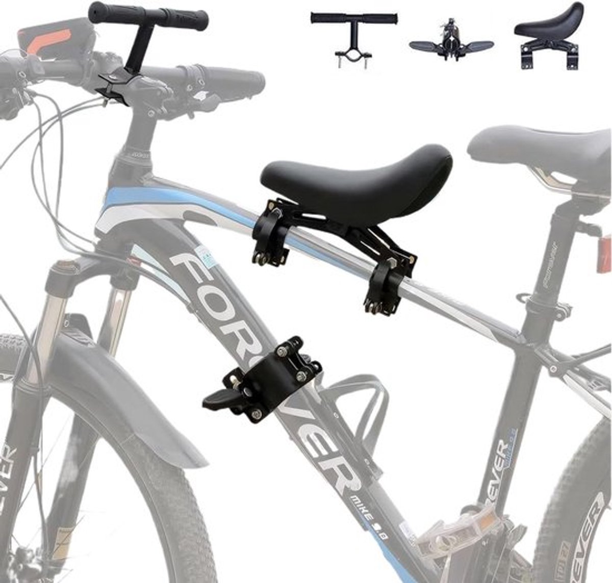 Fietszitje voor Kinderen van Koolstofstaal met Stuur en Pedalen, Afneembare Mountainbike - Geschikt voor 2-7 Jaar