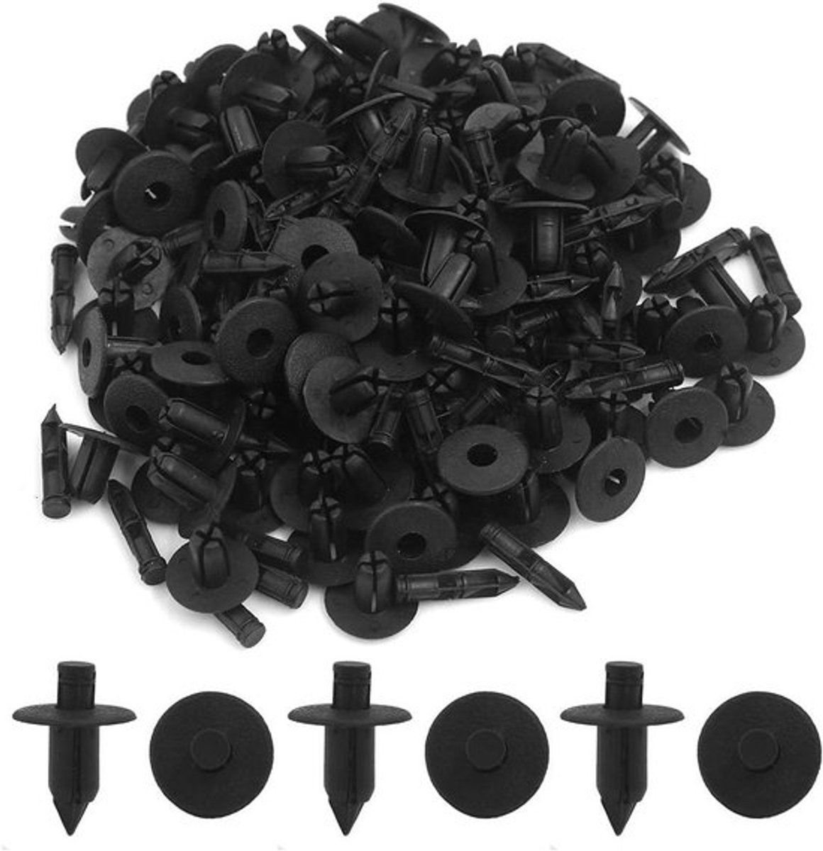 100 stuks Zwarte klinknagels voor Bumper Fender - Auto Bevestigingsclips 7mm