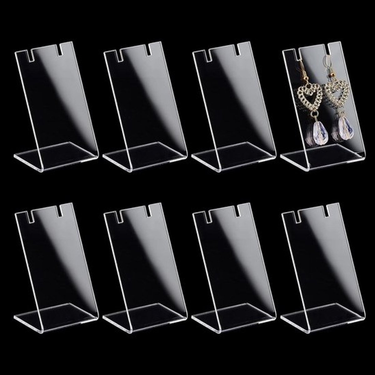 Oorbelhouder L-vorm sieraden display standaard - Acryl kettinghouder - Bungelende sieraden display - 10 stuks