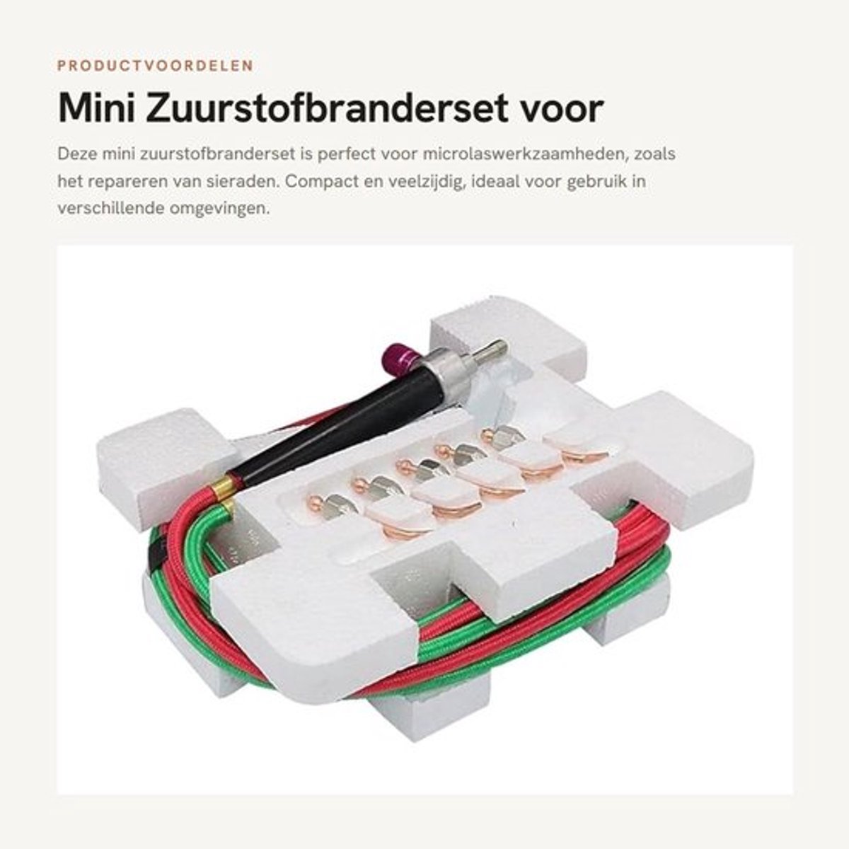 Gasbrander Mini - Zuurstoflasbrander met 5 Sproeiers - Micro Lasbrander - Laspistool - Geschikt voor Industriële Brandgassen - Afmetingen 8,4 cm koplengte