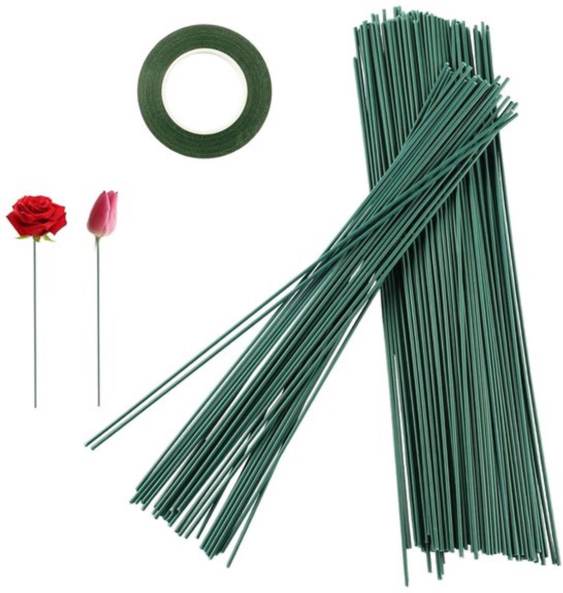 Groene bloemendraad | 150 stuks | 2 mm steel | 30 cm lang