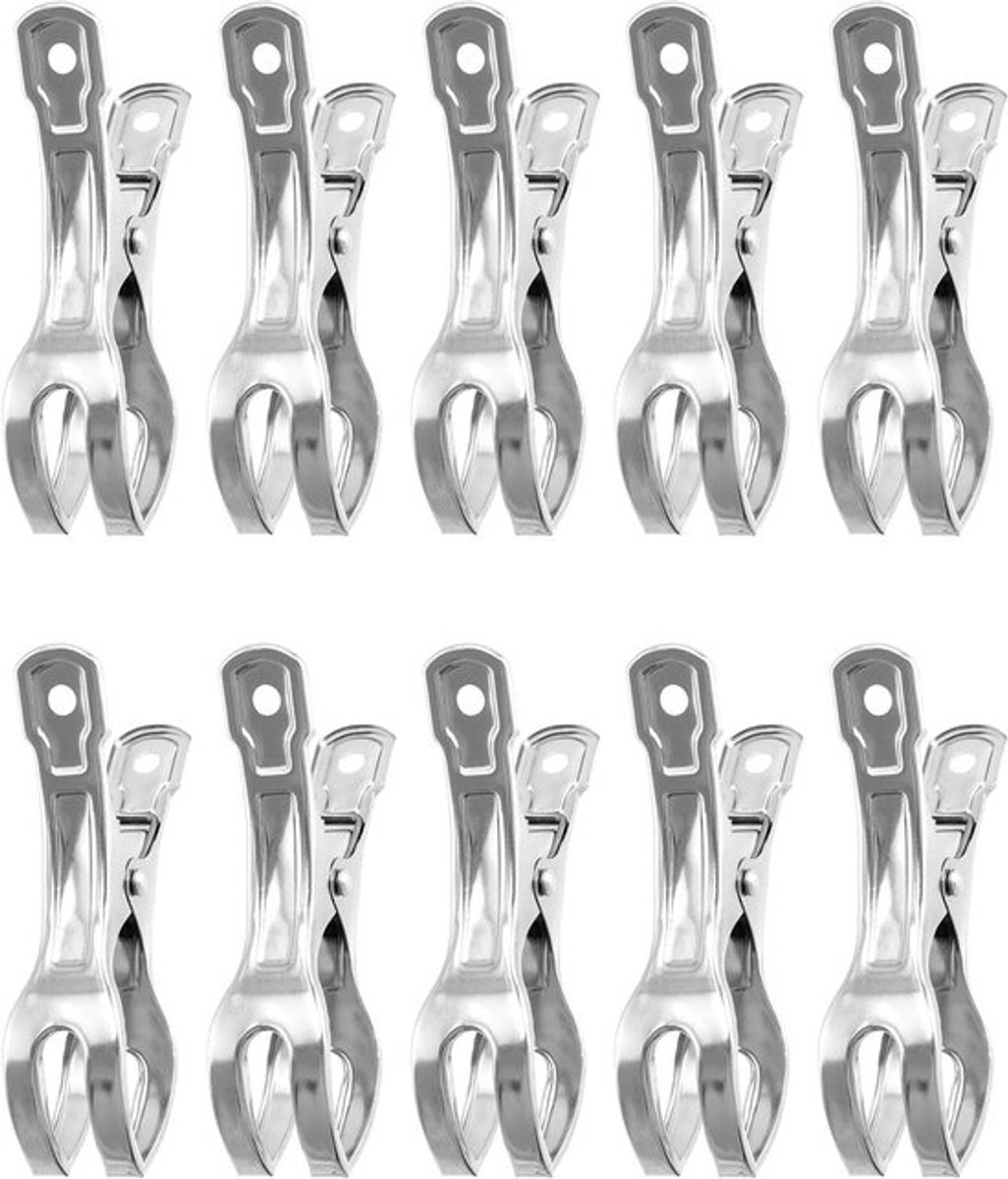 Set van 10 roestvrijstalen handdoekclips - Strandlaken clips - Windbestendige veerclips - 11 cm - Voor badhanddoek en lakens