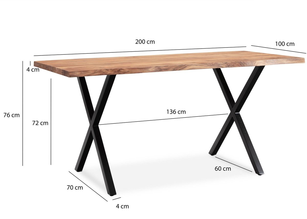 Bureau acaciahout zwart 200x100 cm Zwart