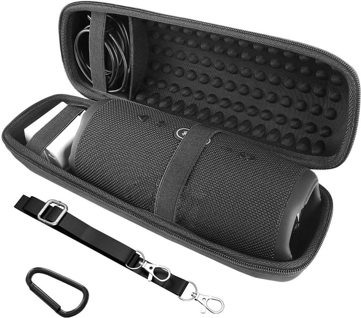 Draagbare Luidsprekerhoes - Beschermhoes Speaker - Bescherming Onderweg - Ultraharde Schaal - 30.5 x 10 x 9 cm - Zwart