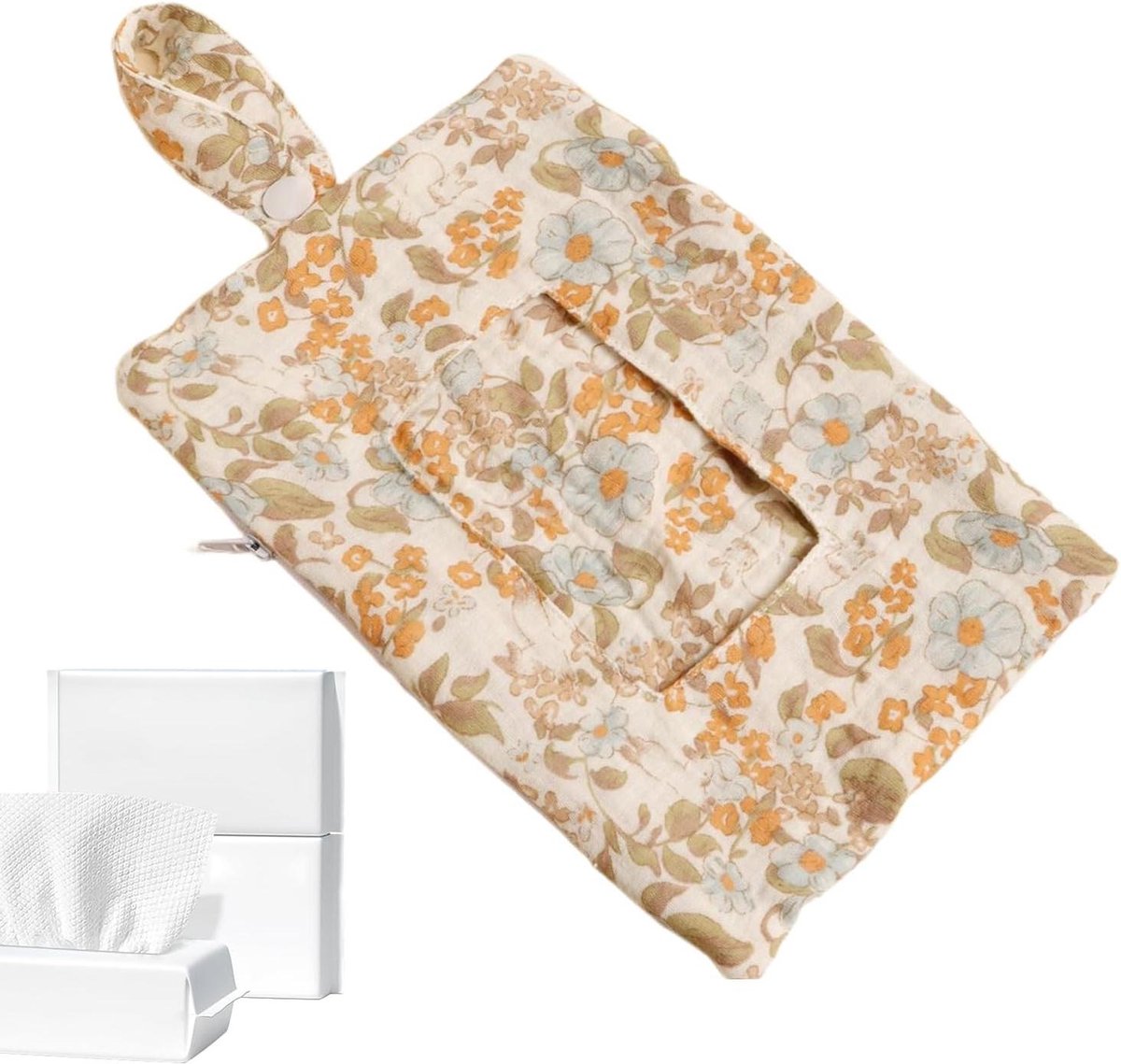 Luier Pouch - Wipes Houder - Baby Verzorging - Waterproof Binnenlaag - 22x14 cm - Geel Bloemen
