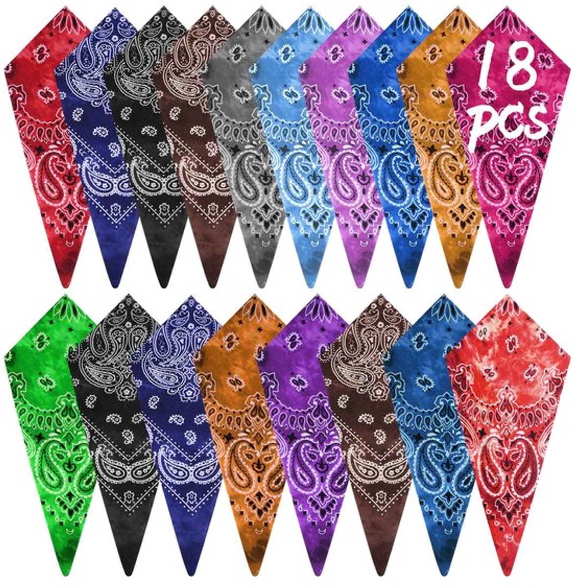 Katoenen Doeken 8 Stuks - Batik-effect/Paisley - Cowboydoeken - Accessoires voor Volwassenen/Kinderen - Sneldrogend Polyester - Handwas aanbevolen - Bandana