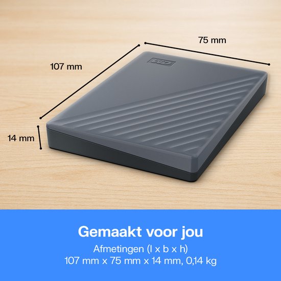Western Digital My Passport - Externe Harde Schijf - USB-C - Grijs - 2 TB van Merkloos — afbeelding 3