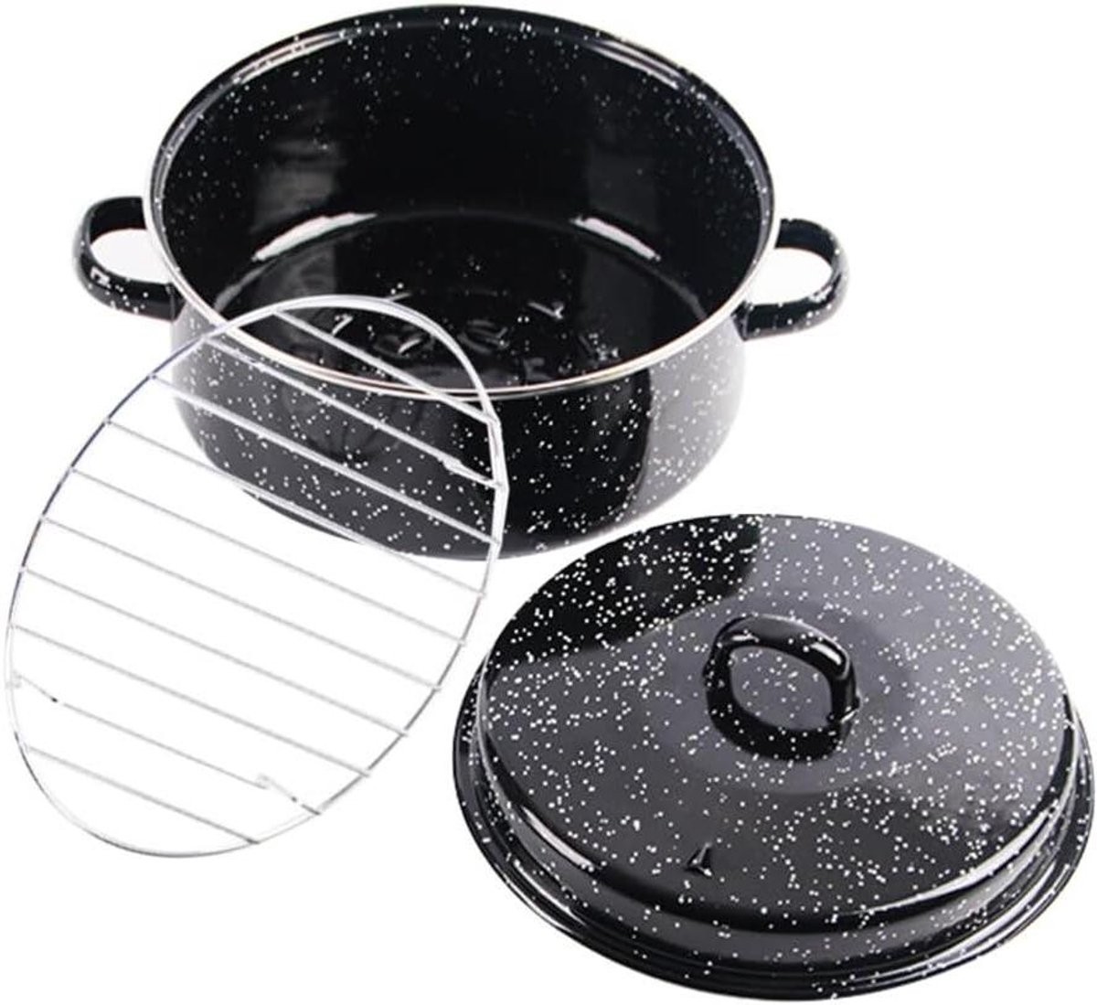 Emaille Braadpan Kookpot Ronde Pan Geroosterd Voedsel Bereiden Speciaal Ontwerp Voorkomt Glijden 24.5 cm Zoals Afgebeeld