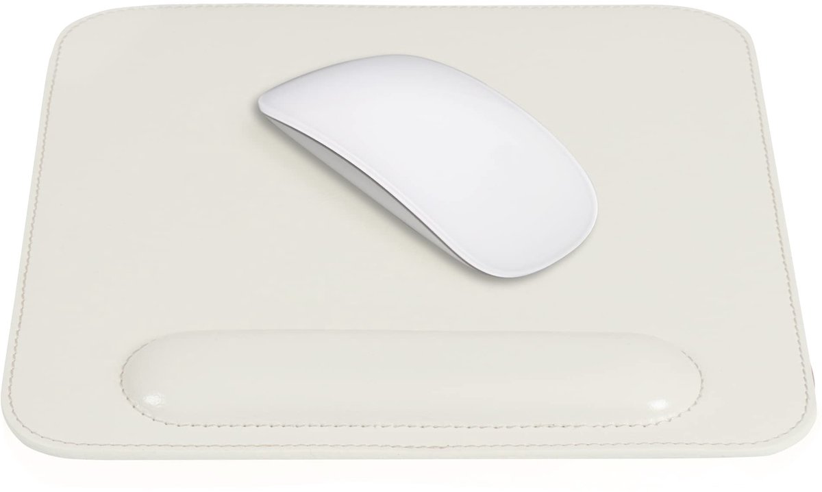 Dailygoods - Lederen Muismat met Polsteun - Wit