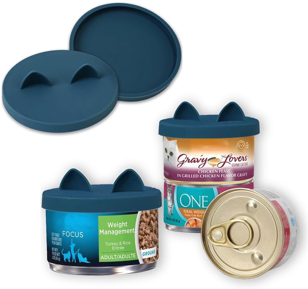 Dailygoods - Blikken Deksels voor Huisdieren - BPA-vrij Siliconen (2 stuks)