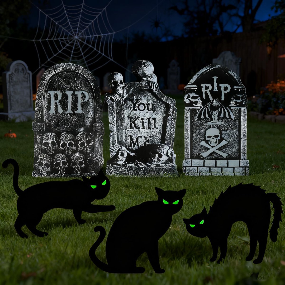 Dailygoods - Halloween Grafsteen Tuin Decoratie Set met Zwarte Kat