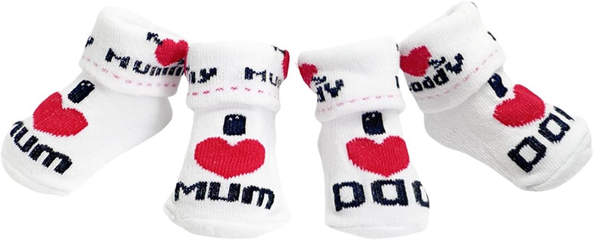 Dailygoods - Babysokken 0-6 Maanden van Katoen - 2 Paar Unisex Sokken voor Pasgeborenen