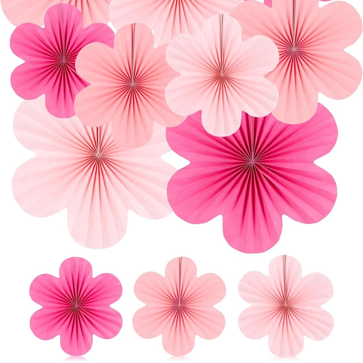 Dailygoods- Papieren Bloemen 9 Stuks - Achtergronddecoratie - Papieren Rozet/Waaiers - Hangende Bloemenslinger - Bruiloft/Verjaardagsfeest - Tuinfeest - Feestdecoratie