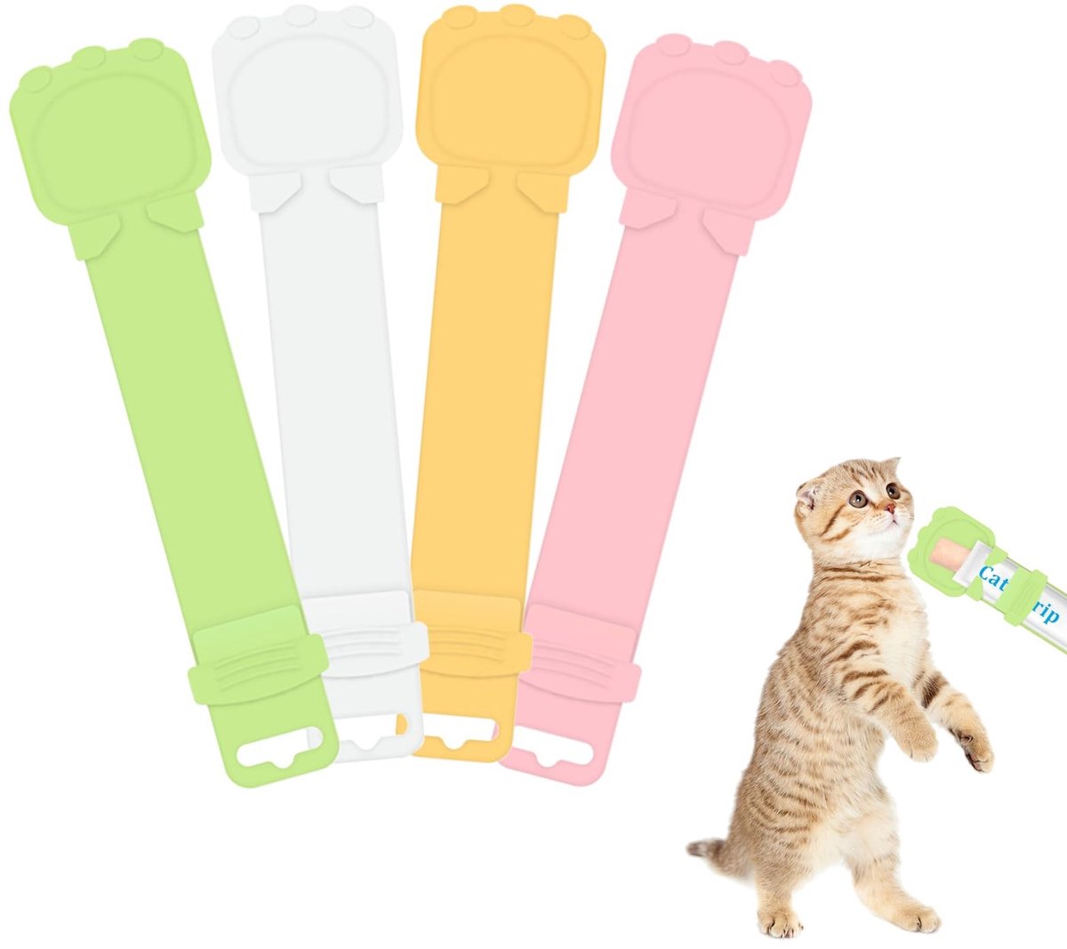 Dailygoods- Kattenvoerlepel 4 stuks - Multifunctionele Snackdispenser - Knijplepel - Blikopener - Vloeibare Voeders - Voor Natvoer/Puree - Voedingslepel
